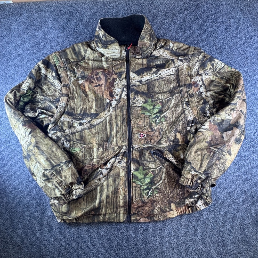 10X Breakup‎ Infinity Hunting Jacket Mens 2XL Brown Mossy Oak Fleece Full Zip